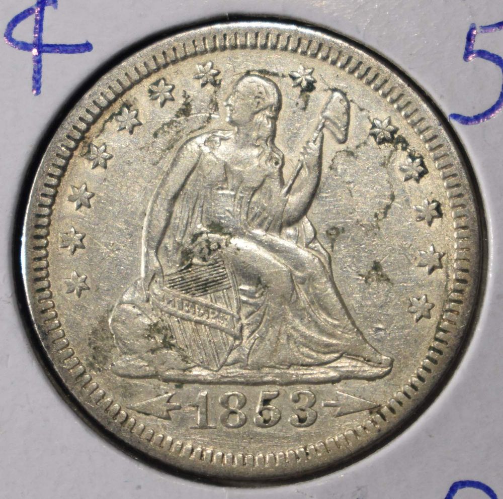 1853 LIBERTY SEATED QUARTER WITH ARROWS AND RAYS. WEEKLY COIN & CURRENCY AUCTIONS ESTIMATE $400 