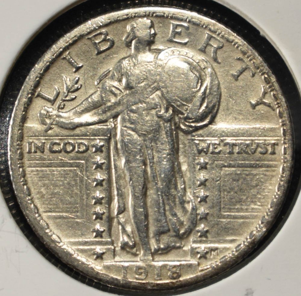 1918 STANDING LIBERTY QUARTER. LEADERS IN ON-LINE AUCTIONS ESTIMATE $90 - $130.