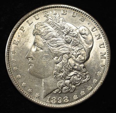 1898 MORGAN DOLLAR CH AU. TOP RATED AUCTION HOUSE ESTIMATE $90 - $130.