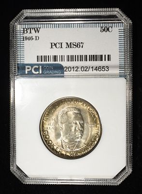 1946-D BTW COMMEM 50C PCI SUPERB GEM BU. TOP RATED AUCTION HOUSE ESTIMATE $120 - $160.