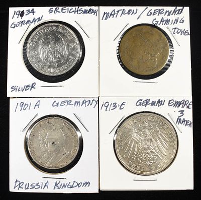 (4) GERMAN COINS. TOP RATED AUCTION HOUSE ESTIMATE $250 - $300.