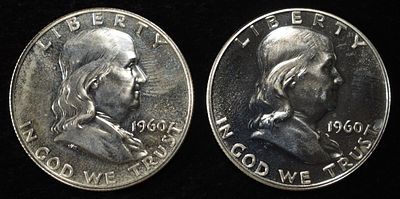(2) 1960 90% SILVER FRANKLIN HALF DOLLARS PROOF BU. TOP RATED AUCTION HOUSE ESTIMATE $100 - $150.