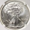 1997 AMERICAN SILVER EAGLE NGC MS69. LEADERS IN ON-LINE AUCTIONS ESTIMATE $100 - $150.Image - 1