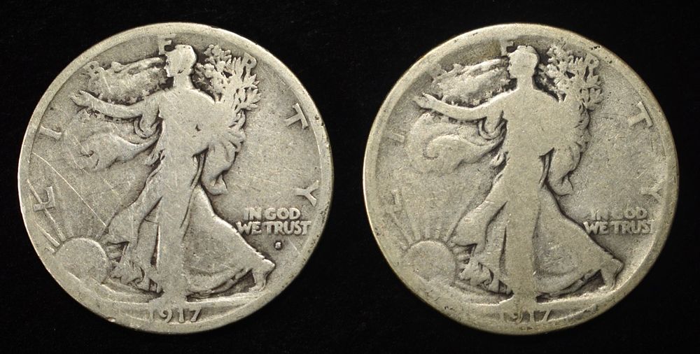 1917-P&S WALKING LIBERTY HALF DOLLARS. WEEKLY COIN & CURRENCY AUCTIONS ESTIMATE $150 - $200.