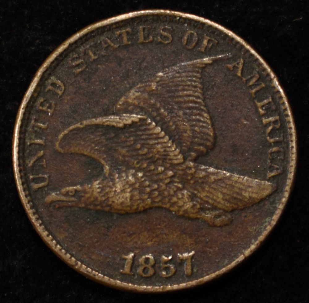 1857 FLYING EAGLE CENT. TOP RATED AUCTION HOUSE ESTIMATE $120 - $160.