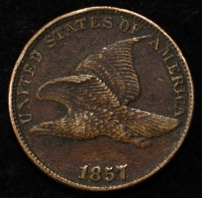 1857 FLYING EAGLE CENT. TOP RATED AUCTION HOUSE ESTIMATE $120 - $160.