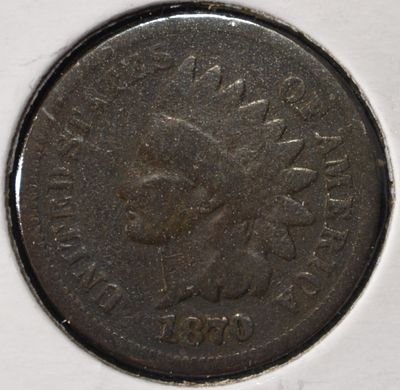 1870 INDIAN CENT VG. BID WITH SILVER CITY AUCTIONS ESTIMATE $140 - $190.