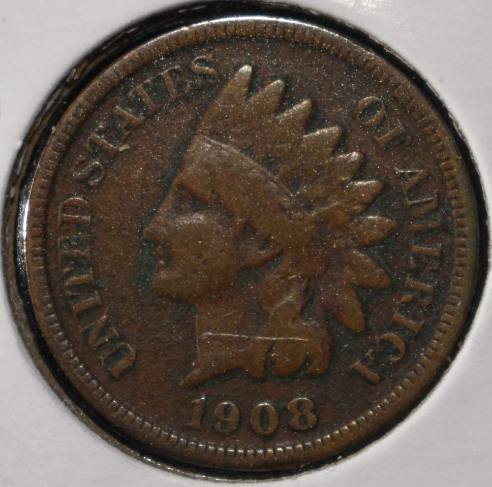 1908-S INDIAN CENT VF. WEEKLY COIN & CURRENCY AUCTIONS ESTIMATE $130 - $180.