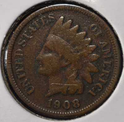 1908-S INDIAN CENT VF. WEEKLY COIN & CURRENCY AUCTIONS ESTIMATE $130 - $180.