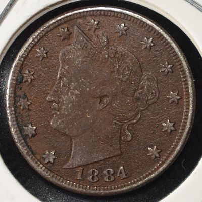 1884 'V' NICKEL VF/XF. CHECK OUT OUR UPCOMING AUCTIONS ESTIMATE $75 - $100.