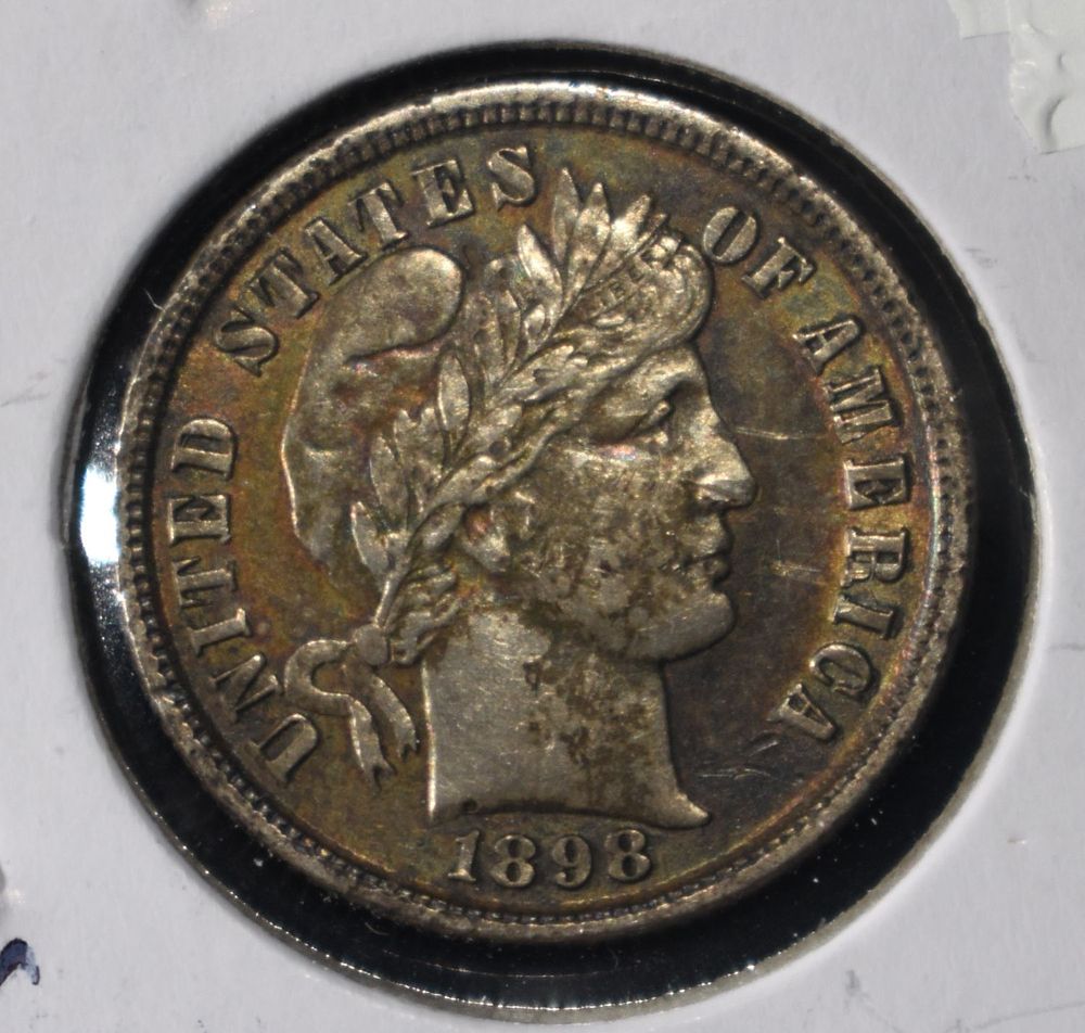 1898 BARBER DIME ORIG AU/UNC. BID WITH SILVER CITY AUCTIONS ESTIMATE $110 - $160.