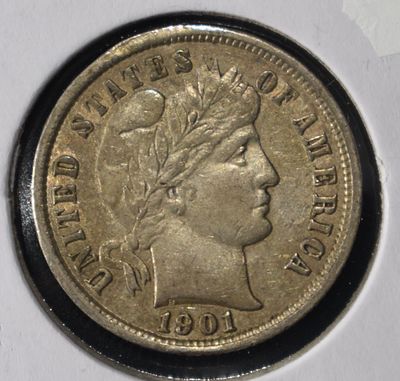 1901 BARBER DIME CH AU. LEADERS IN ON-LINE AUCTIONS ESTIMATE $110 - $160.