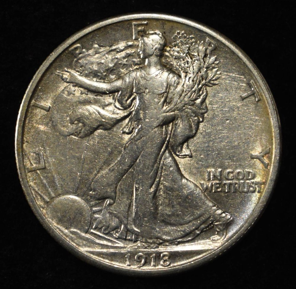 1918 WALKING LIBERTY HALF DOLLAR XF. WEEKLY COIN & CURRENCY AUCTIONS ESTIMATE $150 - $200.