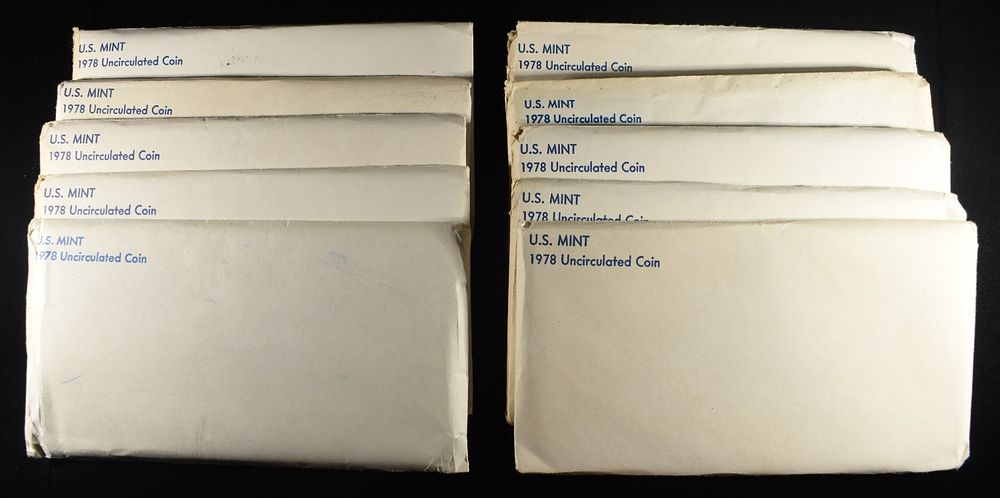 (10) 1978 MINT SETS. LEADERS IN ON-LINE AUCTIONS ESTIMATE $90 - $130.