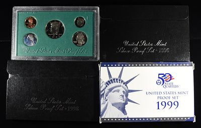 1995-1999 PROOF SETS MISSING 1997. BID WITH SILVER CITY AUCTIONS ESTIMATE $60 - $80.