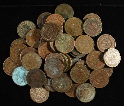 (50) INDIAN HEAD CENTS. WEEKLY COIN & CURRENCY AUCTIONS ESTIMATE $80 - $120.