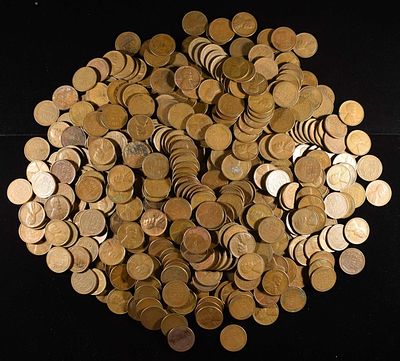 (500) WHEAT CENTS: MIXED DATES. LEADERS IN ON-LINE AUCTIONS ESTIMATE $80 - $100.