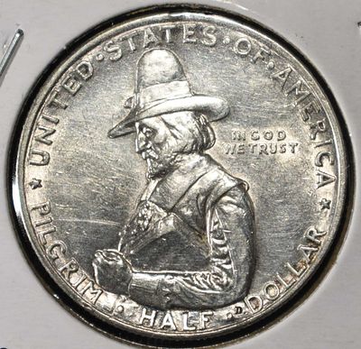 1920-D 50C PILGRIM COMMEM. TOP RATED AUCTION HOUSE ESTIMATE $100 - $150.