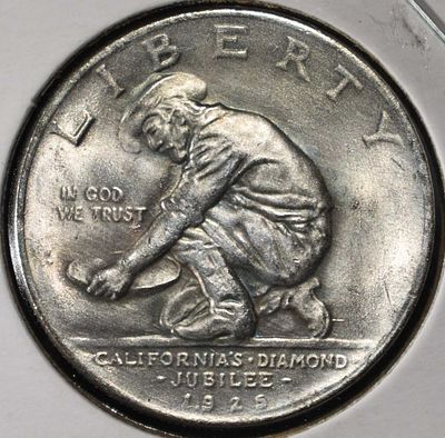1925-S 50C CALIFORNIA JUBILEE COMMEM. CHECK OUT OUR UPCOMING AUCTIONS ESTIMATE $150 - $200.
