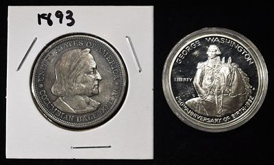 1982-S & 1893 COMMEM HALF DOLLARS. LEADERS IN ON-LINE AUCTIONS ESTIMATE $90 - $130.