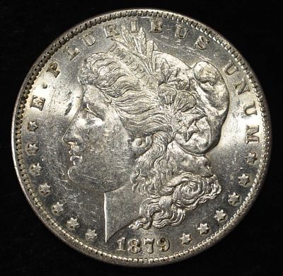 1879-O MORGAN DOLLAR BU. WEEKLY COIN & CURRENCY AUCTIONS ESTIMATE $150 - $200.