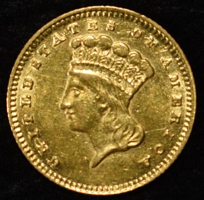 1888 $1 GOLD AU. CHECK OUT OUR UPCOMING AUCTIONS ESTIMATE $500 - $600.