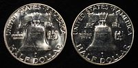 1954 & 1955 FRANKLIN HALF DOLLARS CH PROOF. WEEKLY COIN & CURRENCY AUCTIONS ESTIMATE $80 - $100.Image - 1