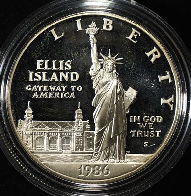 1986-S COMMEM $1 90% SILVER PR. STATUE OF LIBERTY ESTIMATE $120 - $170.