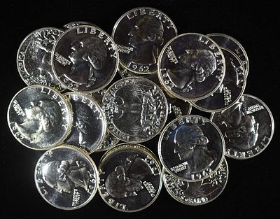 (20) 90% SILVER WASHINGTON QUARTERS PROOF. BID WITH SILVER CITY AUCTIONS ESTIMATE $250 - $300.