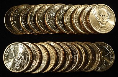 (22) PRESIDENTIAL DOLLARS BU. BID WITH SILVER CITY AUCTIONS ESTIMATE $60 - $80.