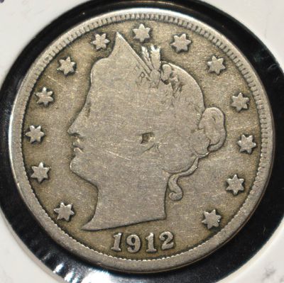 1912-S 'V' NICKEL VG/FINE. TOP RATED AUCTION HOUSE ESTIMATE $160 - $210.
