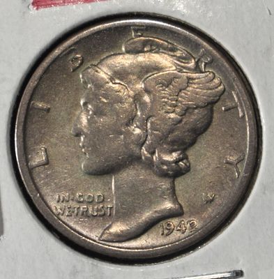 1942/1 MERCURY DIME XF/AU RARE. WEEKLY COIN & CURRENCY AUCTIONS ESTIMATE $900 - $1000.