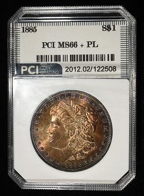 1885 MORGAN DOLLAR PCI SUPERB GEM BU PL. WEEKLY COIN & CURRENCY AUCTIONS ESTIMATE $360 - $410.