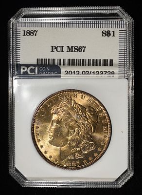 1887 MORGAN DOLLAR PCI SUPERB GEM BU. CHECK OUT OUR UPCOMING AUCTIONS ESTIMATE $390 - $410.