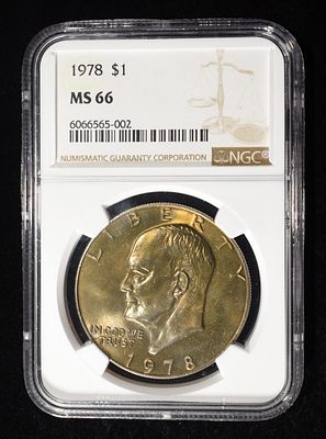1978 EISENHOWER DOLLAR NGC MS66. LEADERS IN ON-LINE AUCTIONS ESTIMATE $100 - $150.