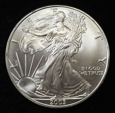 2003 AMERICAN SILVER EAGLE. WEEKLY COIN & CURRENCY AUCTIONS ESTIMATE $130 - $180.