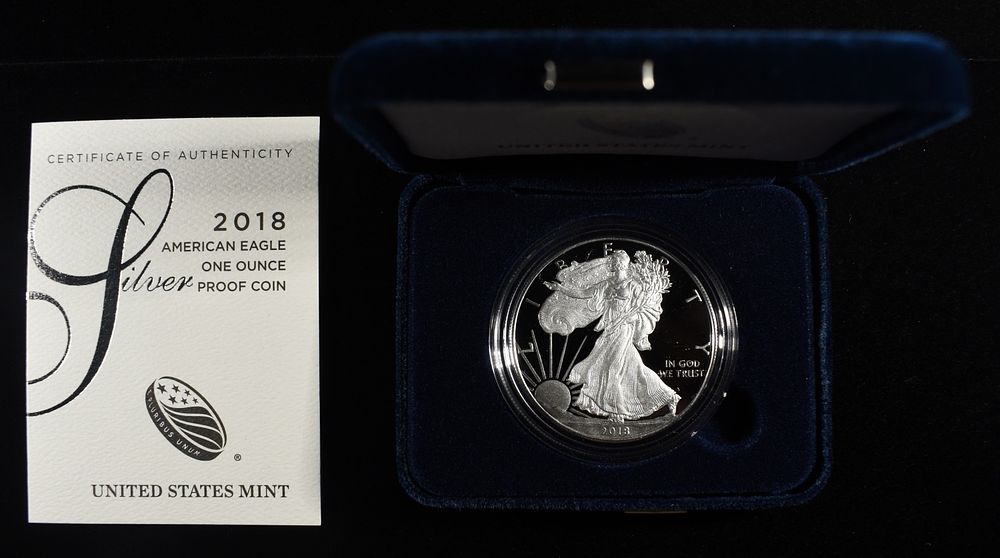 2018-W AMERICAN SILVER EAGLE PROOF. BID WITH SILVER CITY AUCTIONS ESTIMATE $120 - $170.