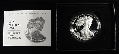 2021 AMERICAN SILVER EAGLE PROOF. BID WITH SILVER CITY AUCTIONS ESTIMATE $120 - $170.