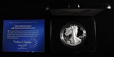 2025 AMERICAN SILVER EAGLE PROOF. LEADERS IN ON-LINE AUCTIONS ESTIMATE $120 - $170.