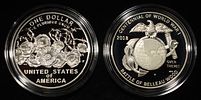 2018 WORLD WAR I SILVER DOLLAR & MARINE CORPS SET. TOP RATED AUCTION HOUSE ESTIMATE $160 - $210.Image - 2