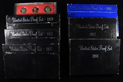 1977-1983 PROOF SETS. BID WITH SILVER CITY AUCTIONS ESTIMATE $70 - $100.