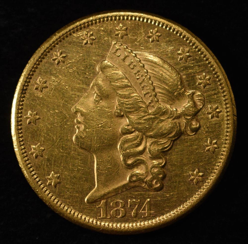 1874-CC $20 LIBERTY GOLD BU. WEEKLY COIN & CURRENCY AUCTIONS ESTIMATE $20500 - $21500.