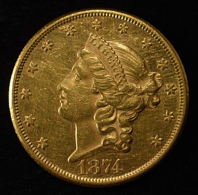 1874-CC $20 LIBERTY GOLD BU. WEEKLY COIN & CURRENCY AUCTIONS ESTIMATE $20500 - $21500.