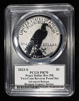 2023-S PEACE DOLLAR PCGS REV PR 70. WEEKLY COIN & CURRENCY AUCTIONS ESTIMATE $200 - $250.