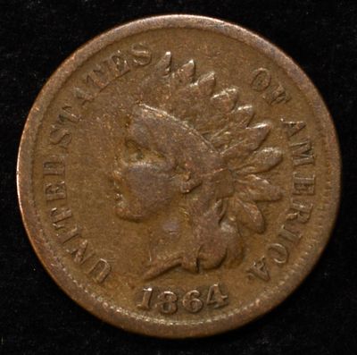1864 INDIAN CENT VG/F. CHECK OUT OUR UPCOMING AUCTIONS ESTIMATE $100 - $130.