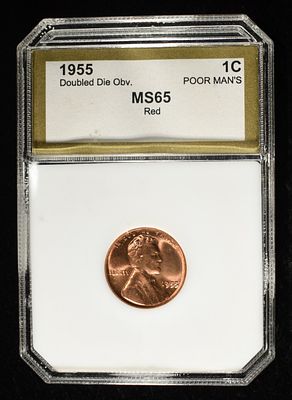 1955 "POOR MAN'S DOUBLE DIE" LINCOLN PCI GEM BU RD. LEADERS IN ON-LINE AUCTIONS ESTIMATE $100 - $150.