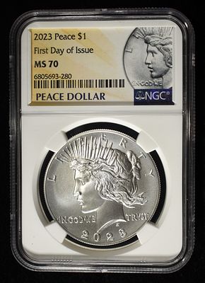 2023 PEACE DOLLAR NGC MS70. LEADERS IN ON-LINE AUCTIONS ESTIMATE $200 - $250.