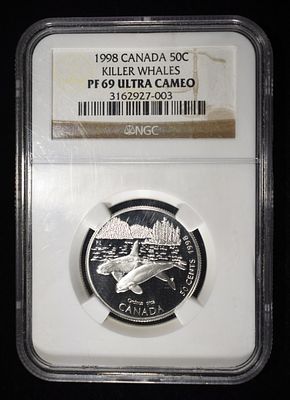 1998 CANADA HALF DOLLAR NGC PF69 UCAM. LEADERS IN ON-LINE AUCTIONS ESTIMATE $90 - $130.