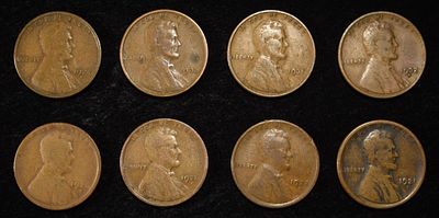 8 NICE EARLY SEMIKEY WHEAT CENTS. 21-S, 22-D, 24-S, 26-D, 26-S, 31-P, 32-D & 33-P ESTIMATE $60 - $80.