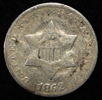 1852 3-CENT SILVER SMALL STAR. CHECK OUT OUR UPCOMING AUCTIONS ESTIMATE $90 - $130.